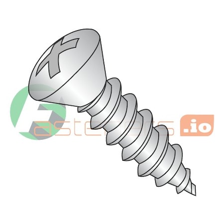 Sheet Metal Screw, #6 X 3/8 In, 18-8 Stainless Steel Oval Head Phillips Drive, 5000 PK